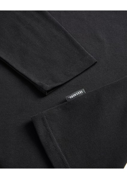 M Polo Casual Comfort Long Sleeve Polo Erkek Siyah Polo Yaka Tshirt S242198-001