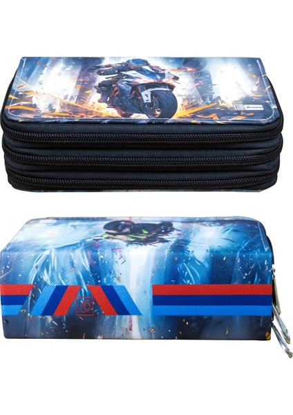 Kalem Kutusu Motorsiklet M1000 Orginazer Üç Bölmeli Vegan Deri (Kalemlik) modelleri