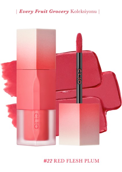 Pürüzsüz ve Kadifemsi Dokulu, Doğal Görünüm Sunan Tint CLIO Chiffon Blur Tint (22 Red Flesh Plum)