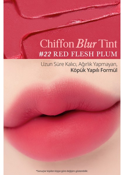 Pürüzsüz ve Kadifemsi Dokulu, Doğal Görünüm Sunan Tint CLIO Chiffon Blur Tint (22 Red Flesh Plum)