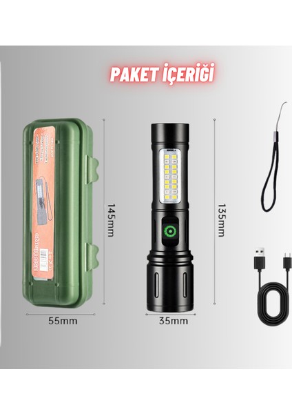 Metal LED El Feneri Sos Flaş Uzun Menzil 7 Mod Kamp Araç Içi Piknik Için Ultra Güçlü Fener ve ışıldak