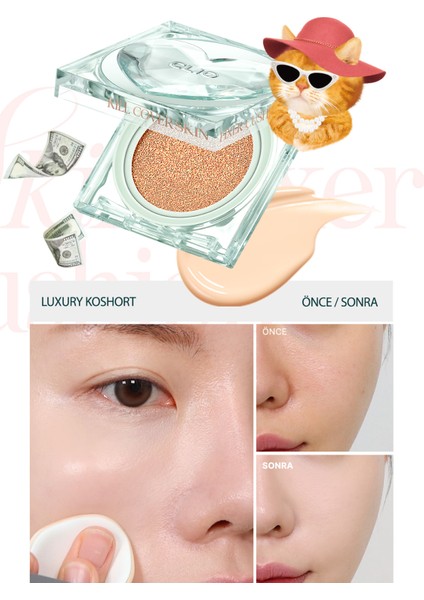 Özel Tasarım Gün Boyu Kalıcı Mat Cushion CLIO Kill Cover Skin Fixer Cushion 21N Linen Luxury Koshort