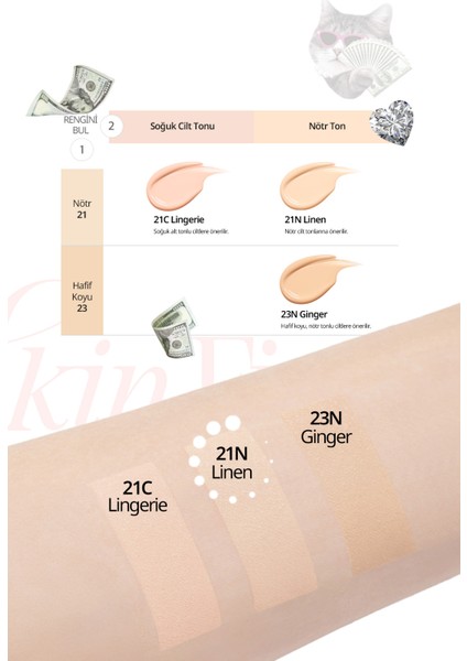 Özel Tasarım Gün Boyu Kalıcı Mat Cushion CLIO Kill Cover Skin Fixer Cushion 21N Linen Luxury Koshort