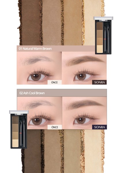 Sıcak Alt Tonlu Kaş Farı Paleti CLIO Kill Brow Shaping Powder Brow (01 Natural Warm Brown) modelleri