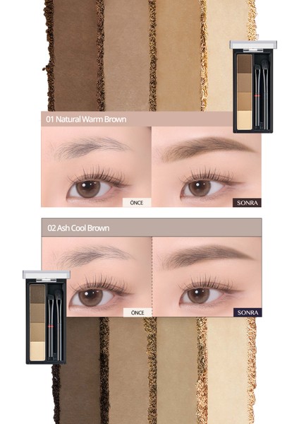Soğuk Alt Tonlu Kaş Farı Paleti CLIO Kill Brow Shaping Powder Brow (02 Ash Cool Brown