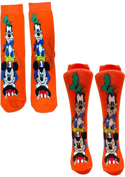 Disney Temalı Çizgi Film Karakter Desenli Pamuklu Çorap