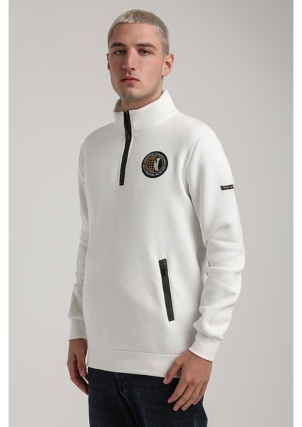 Dik Yaka Kiremit Slim Fit Full-Zip Sweatshirt 24FWM64083