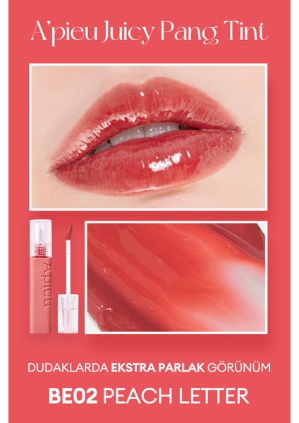 Pürüzsüz Görünüm Sunan Gün Boyu Kalıcı Tint A'PIEU Juicy Pang Tint (BE02 Peach Letter)