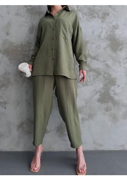 Pera Keten Gömlekli Ikili Set Takım 10277