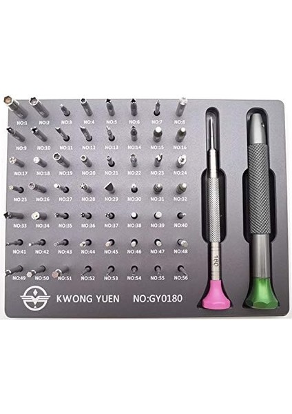 GY0180 Kwong Yuen 56 Parça Paslanmaz Çelik Saatçi Için Özel Tornavida Seti