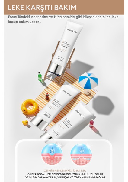 Kapatıcı Renkli Güneş Kremi Cre'ars Profactor Latte Sunscreen SPF50+/PA++++ (Natural Beige)