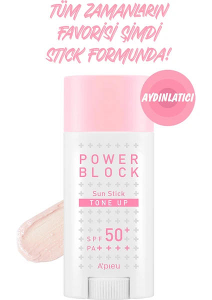 Ton Eşitleyici Aydınlatıcı Stick Güneş Koruyucu A'PIEU Power Block Tone Up Sunstick SPF50+/Pa++++