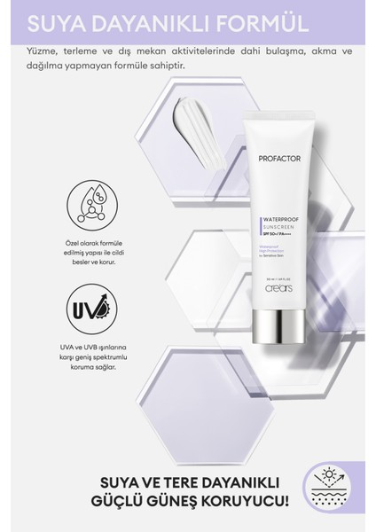 Suya Dayanıklı Ağırlık Yapmayan Güneş Kremi Cre'ars Profactor Waterproof Sunscreen SPF50+/PA++++