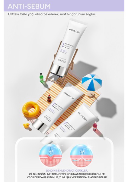 Suya Dayanıklı Ağırlık Yapmayan Güneş Kremi Cre'ars Profactor Waterproof Sunscreen SPF50+/PA++++