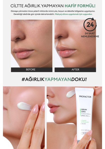 Mat Bitiş Sunan Suya Dayanıklı Güneş Kremi Cre'ars Profactor Sebum Zero Sunscreen SPF50+/PA++++