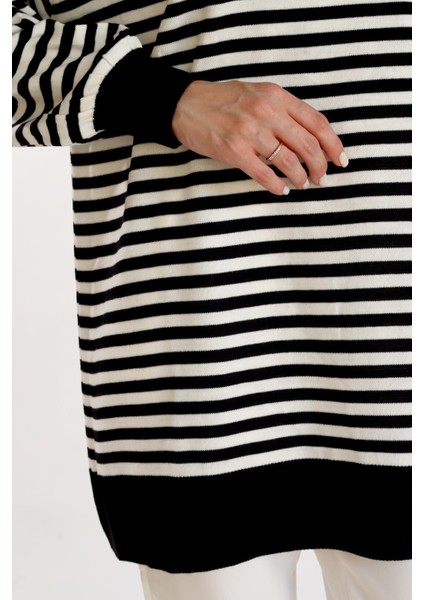 5345 Çizgi Polo Yaka Kazak Siyah fırsatları