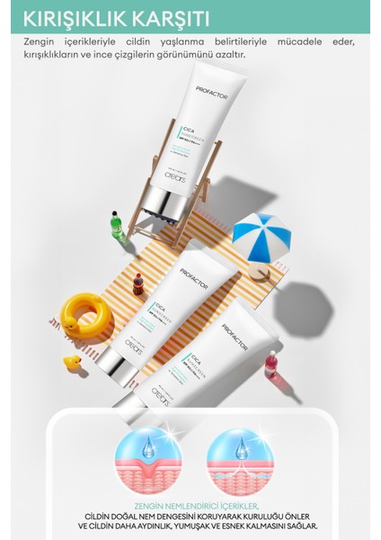 Hassas Cilt Tipleri için Cica İçerikli Güneş Kremi Cre'ars Profactor Cica Sunscreen SPF50+/PA++++