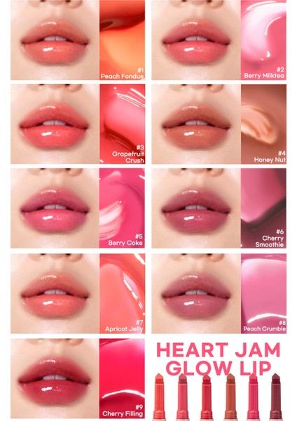 Yoğun Nemlendirici, Parlak Bitişli Balm PERIPERA Heart Jam Glow Lip (6 Cherry Smoothie)