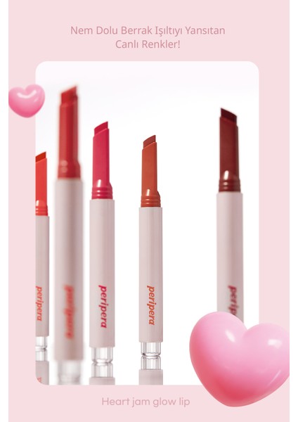 Yoğun Nemlendirici, Parlak Bitişli Balm PERIPERA Heart Jam Glow Lip (6 Cherry Smoothie)