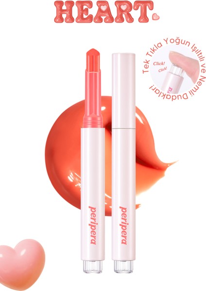 Yoğun Nemlendirici, Parlak Bitişli Balm PERIPERA Heart Jam Glow Lip (1 Peach Fondue)