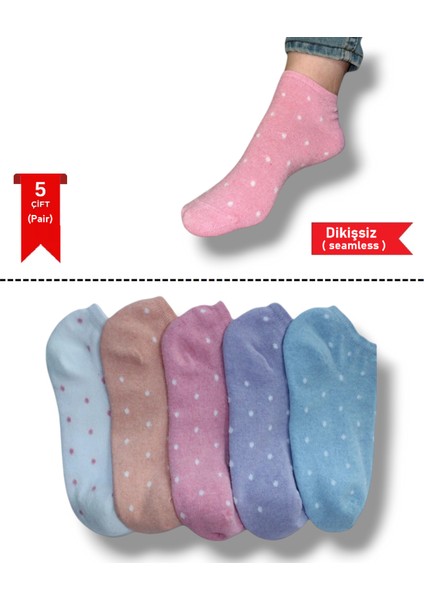 Mistero Socks 5 Çift Dikişsiz Pamuklu Patik Çorap Ekonomik Karışık Renkli Paket