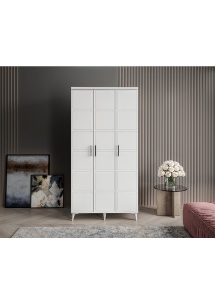 Ücretsiz Montaj - %100 MDF Milano 3 Kapaklı Beyaz Gardırop - MDF Dolap - Elbise Dolabı fiyatları