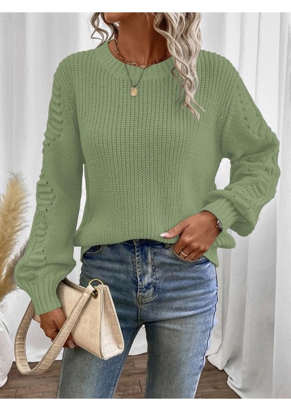 Selanik Örgü Kol Motifli Bisiklet Yaka Mint Triko Kazak fiyatları