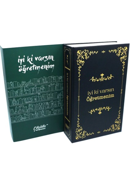 İyi ki varsın Öğretmenim Temalı CİLTLİ Çikolata Kütüphanesi (İSİM YAZILMIYOR)