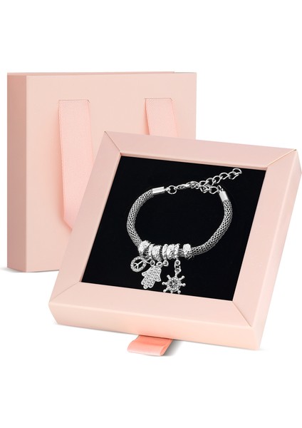 Gümüş Kaplama Şans Bileklik-Özel Pembe Kutusunda Hediye Set PS3669 fiyatları