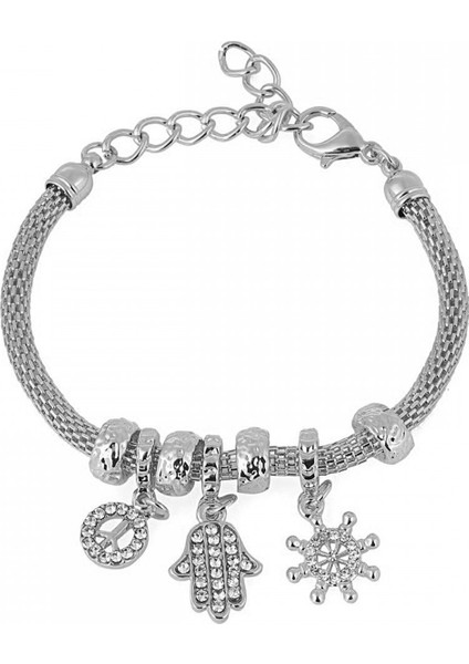 Gümüş Kaplama Şans Bileklik-Özel Pembe Kutusunda Hediye Set PS3669