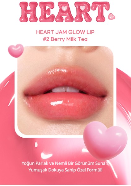 Yoğun Nemlendirici, Parlak Bitişli Balm PERIPERA Heart Jam Glow Lip (2 Berry Milktea)