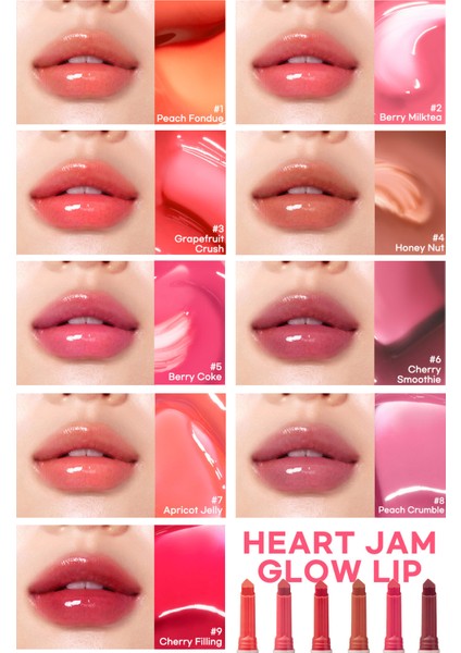 Yoğun Nemlendirici, Parlak Bitişli Balm PERIPERA Heart Jam Glow Lip (2 Berry Milktea)