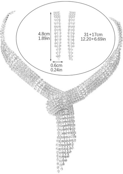 Gümüş Kaplama Taşlı Tasarım Kolye Küpe Takı Seti PS3701 fırsatları