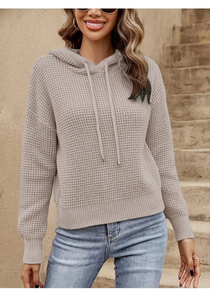 Triko Kapüşonlu Uzun Kollu Yuvarlak Yaka Taş Kazak modelleri