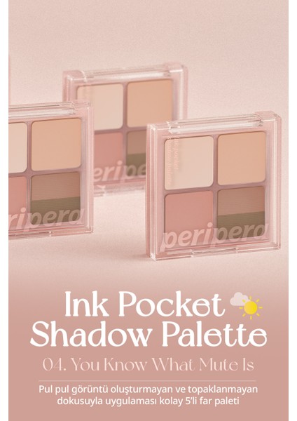 Mat, Parıltılı Tonlarda 5'li Far Paleti PERIPERA Ink Pocket Shadow Palette(04 You Know What Mute Is)