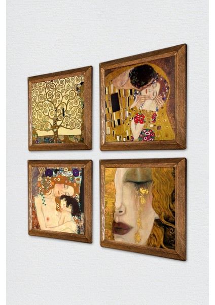 Gustav Klimt Altın Gözyaşları, Anne Çocuk, Öpücük, Hayat Ağacı Taş Tablo Çerçeveli Duvar Dekoru fiyatları