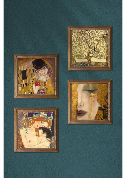 Gustav Klimt Altın Gözyaşları, Anne Çocuk, Öpücük, Hayat Ağacı Taş Tablo Çerçeveli Duvar Dekoru modelleri