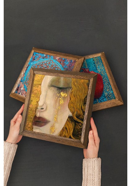 Gustav Klimt Altın Gözyaşları, Anne Çocuk, Öpücük, Hayat Ağacı Taş Tablo Çerçeveli Duvar Dekoru fırsatları