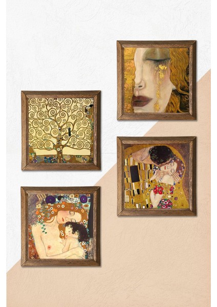 Gustav Klimt Altın Gözyaşları, Anne Çocuk, Öpücük, Hayat Ağacı Taş Tablo Çerçeveli Duvar Dekoru indirimleri