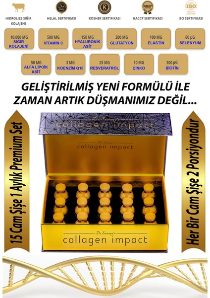 Dr. Sammy's Collagen Impact Plus Hidrolize Sığır Kolajeni + Hyaluronic Asit + Resveratrol + Glutatyon + Elastin