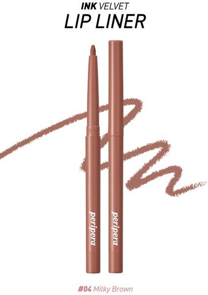 Kadife Bitiş Sunan, Yoğun Pigmentli Dudak Kalemi PERIPERA Ink Velvet Lip Liner (04 Milky Brown)