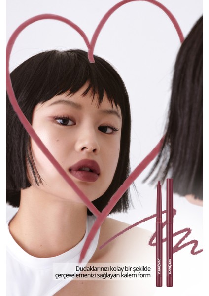 Kadife Bitiş Sunan, Yoğun Pigmentli Dudak Kalemi PERIPERA Ink Velvet Lip Liner (02 Wine Nude)