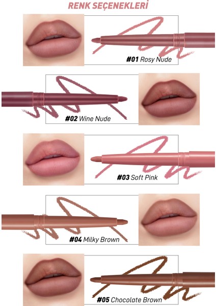 Kadife Bitiş Sunan, Yoğun Pigmentli Dudak Kalemi PERIPERA Ink Velvet Lip Liner (03 Soft Pink)