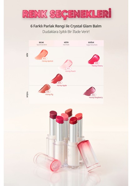 Yoğun Pigmentli ve Işıltılı Dudak Balmı CLIO Crystal Glam Balm (05 Honey Raspberry)