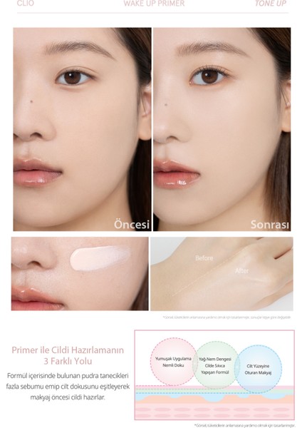 Uzun Süre Kalıcı Ton Eşitleyici Görünüm Sunan Makyaj Bazı CLIO Wake Up Primer Tone Up