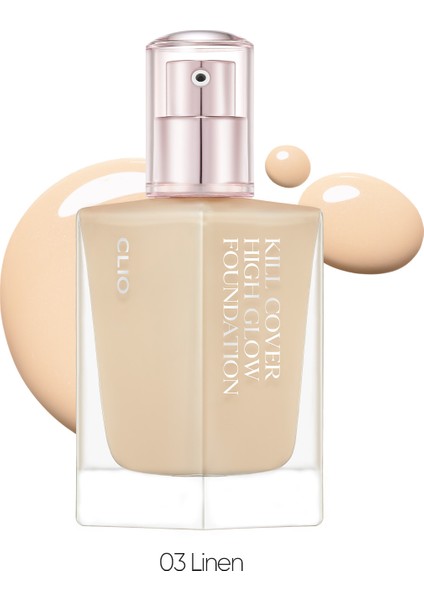 Kalıcı Kapatıcılık ve Yoğun Işıltı Sunan Fondöten Clio Kill Cover High-Glow Foundation (3 Linen)