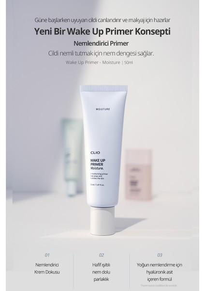 Uzun Süre Nemlendirme Sağlayan Makyaj Bazı Clio Wake Up Primer Moisture