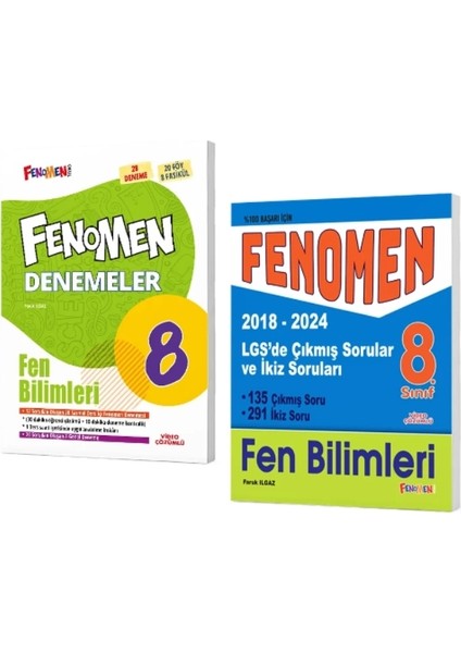 Fenomen Yayınları 8. Sınıf Fen Bilimleri Denemeleri + LGS Fen Bilimleri Çıkmış Sorular ve Ikiz Soruları (2018-2024)