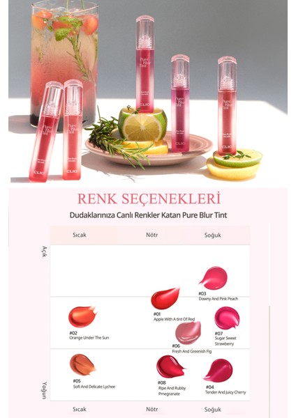 Blur Efekti Sunan Tint CLIO Pure Blur Tint (04 Tender And Juicy Cherry) (Dive Fruits Tea Ade)