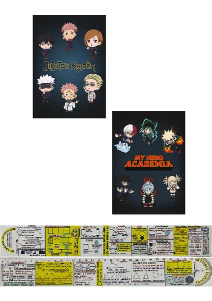 Jujutsu Kaisen + Kahramanlık Akademim Orijinal Gerekli Şeyler 2'li Not Defteri Seti + Cetvel